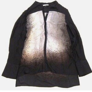 Halston Heritage Silk Animal Fur Printed Top Button Down